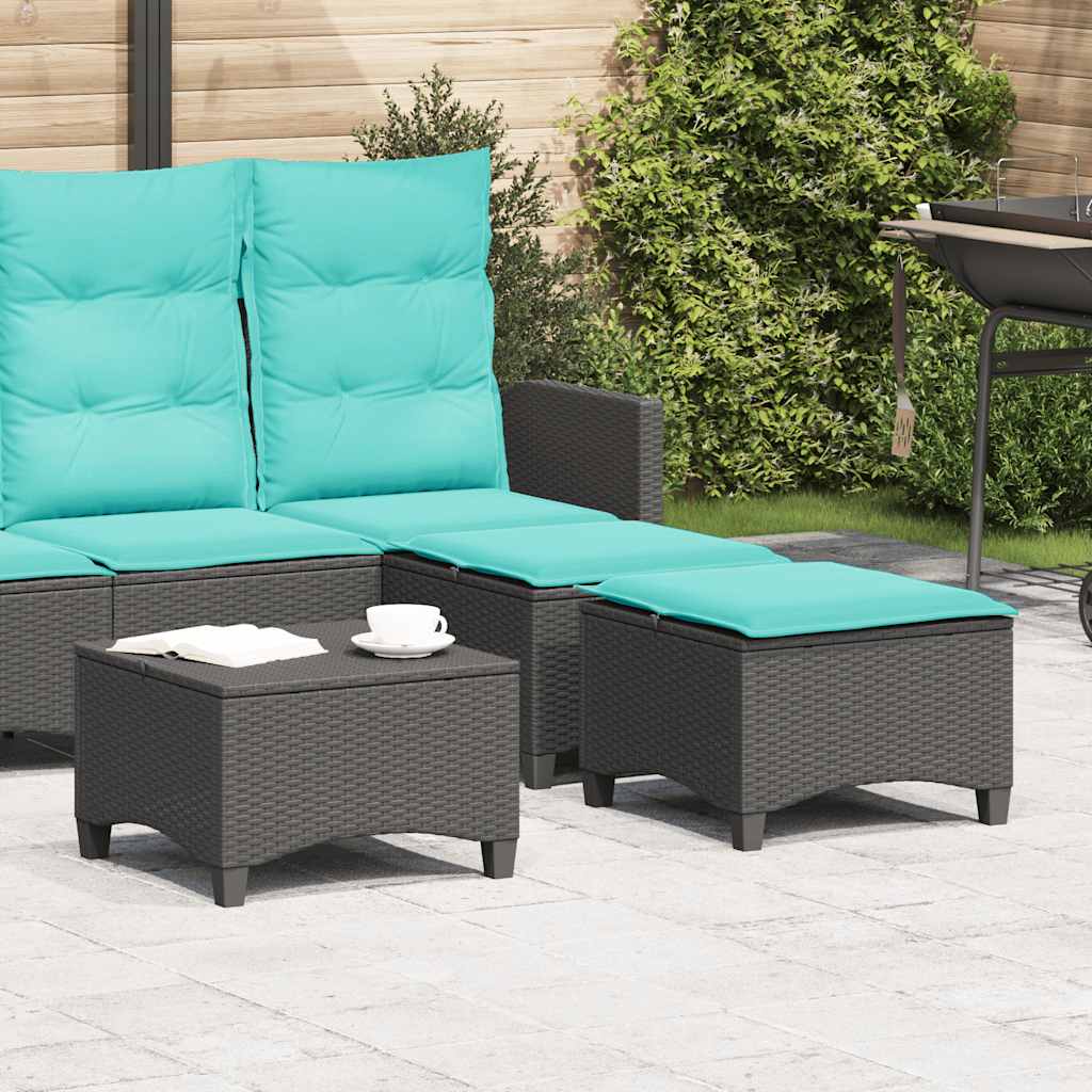 vidaXL Tuinkrukken met kussens 2 st 55x55x36 cm poly rattan zwart