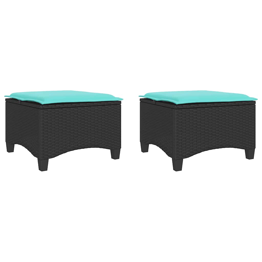 vidaXL Tuinkrukken met kussens 2 st 55x55x36 cm poly rattan zwart