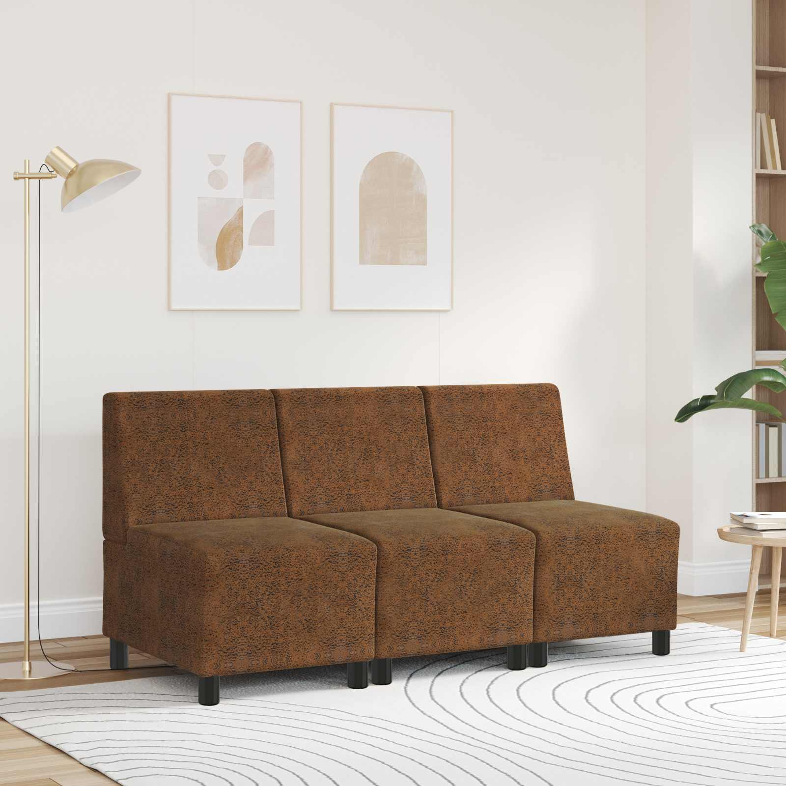vidaXL Sofa Stoel 2 pcs Bruin Faux suede leer