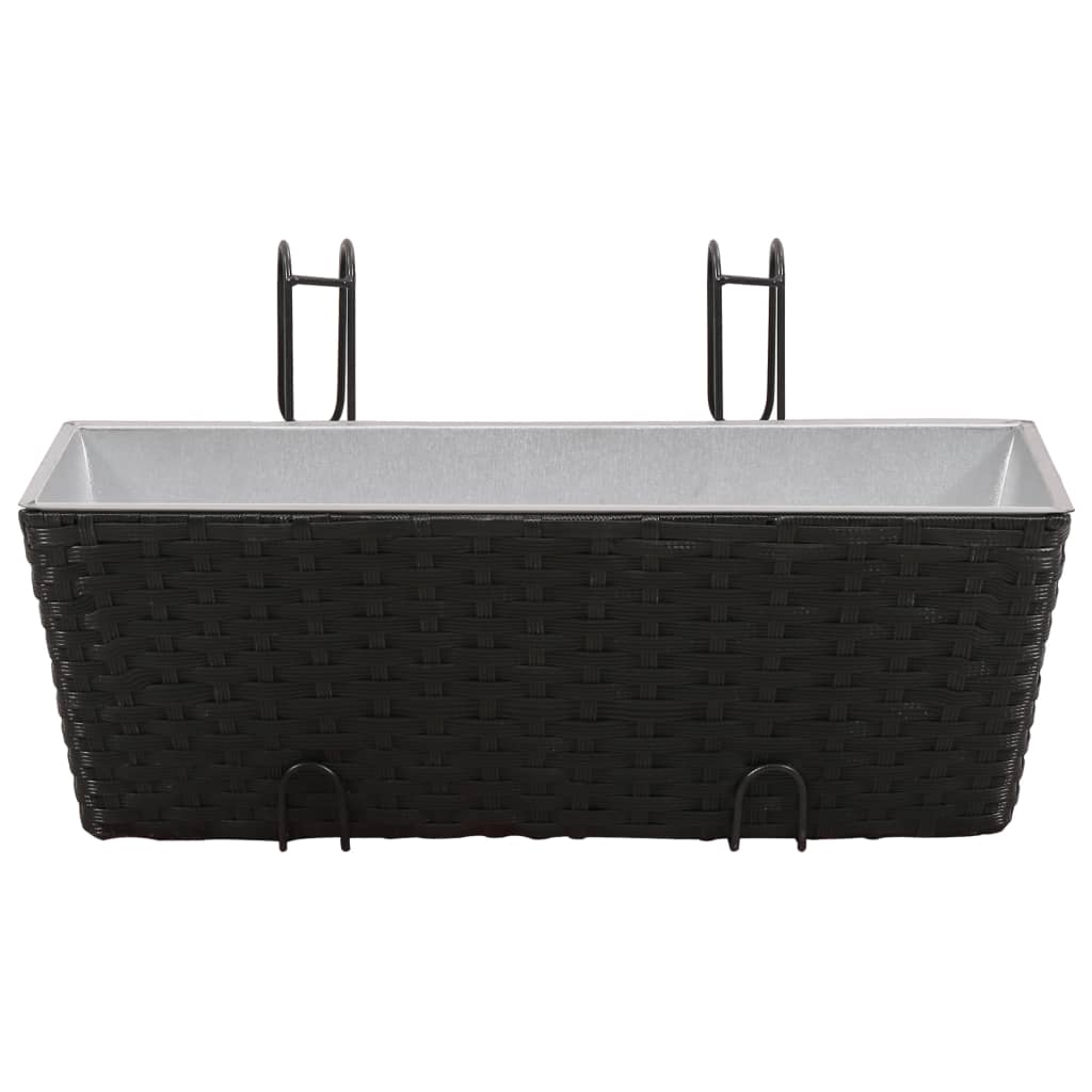 vidaXL Balkonplantenbakken 2 st 50 cm rattan zwart