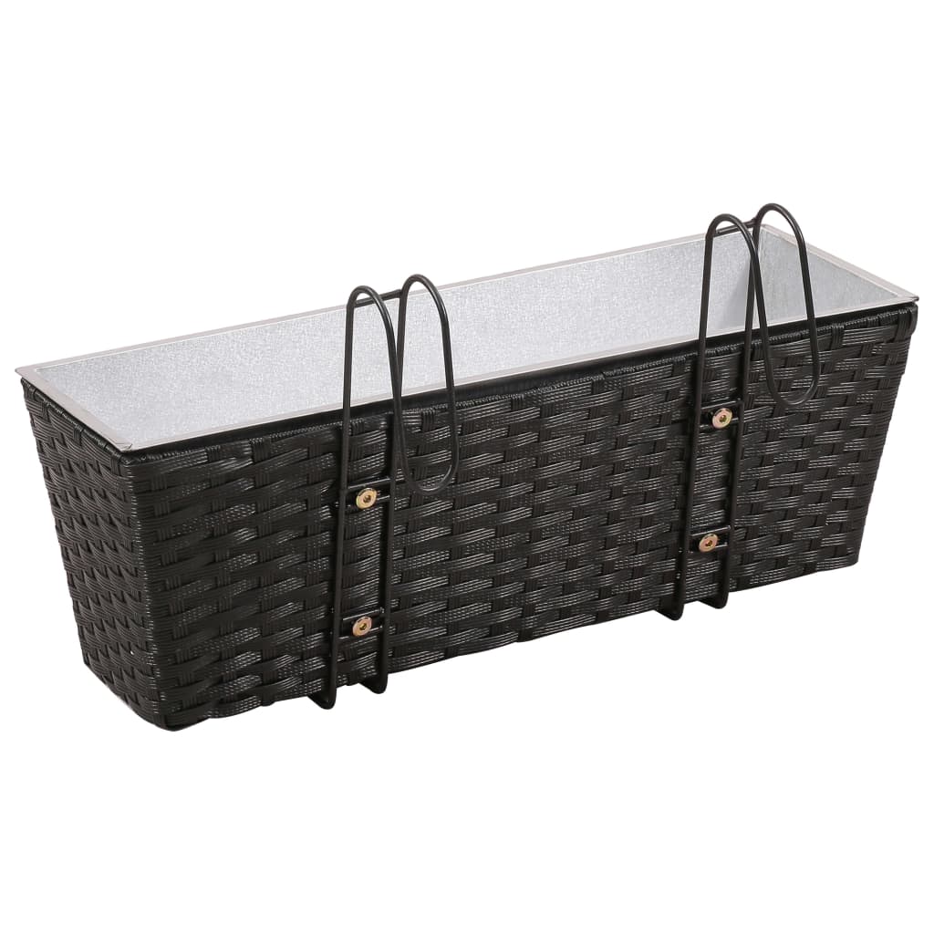 vidaXL Balkonplantenbakken 2 st 50 cm rattan zwart