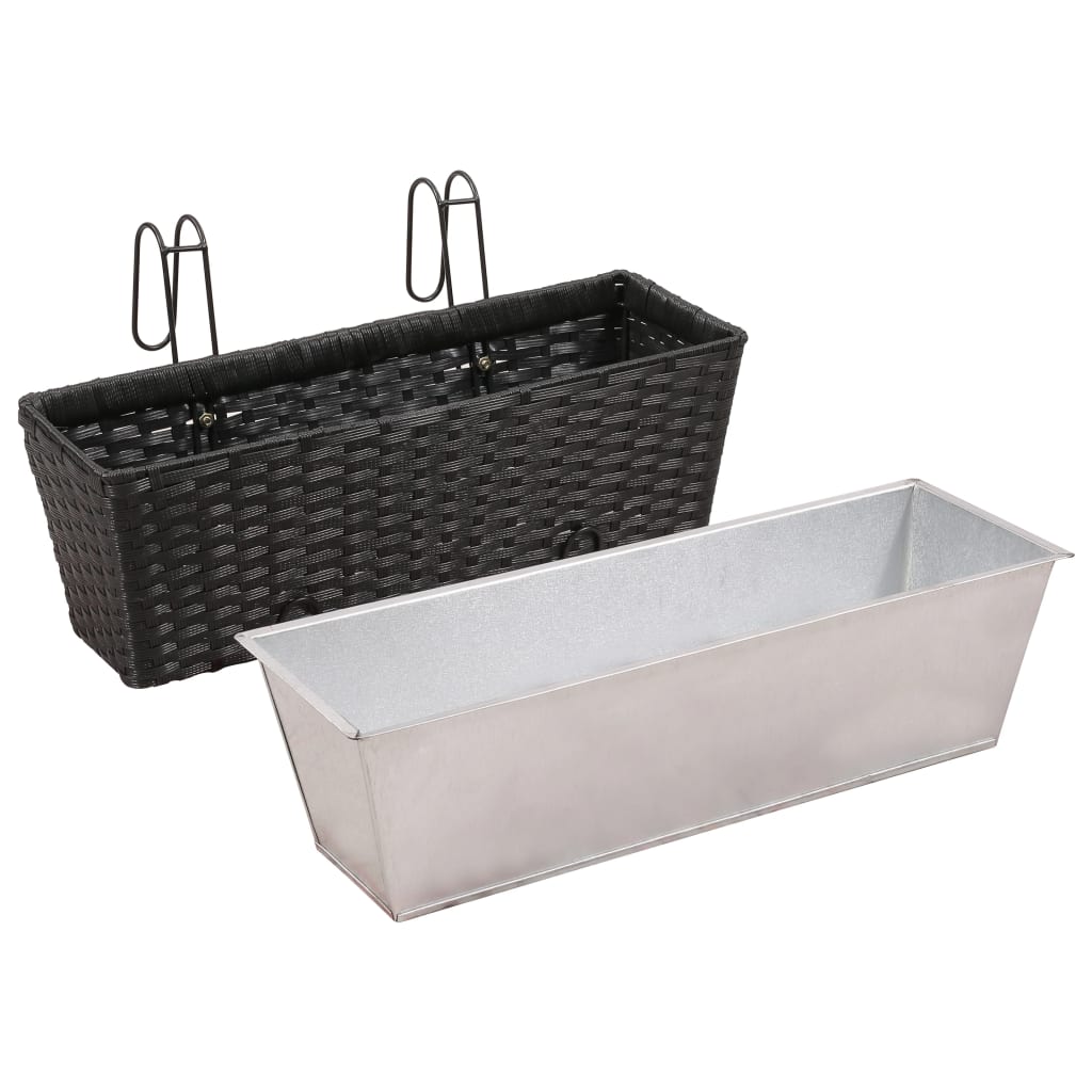 vidaXL Balkonplantenbakken 2 st 50 cm rattan zwart