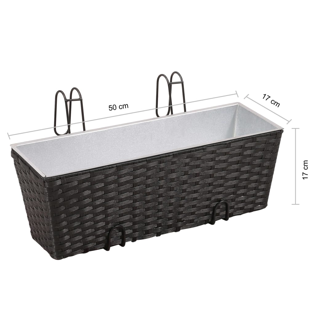 vidaXL Balkonplantenbakken 2 st 50 cm rattan zwart
