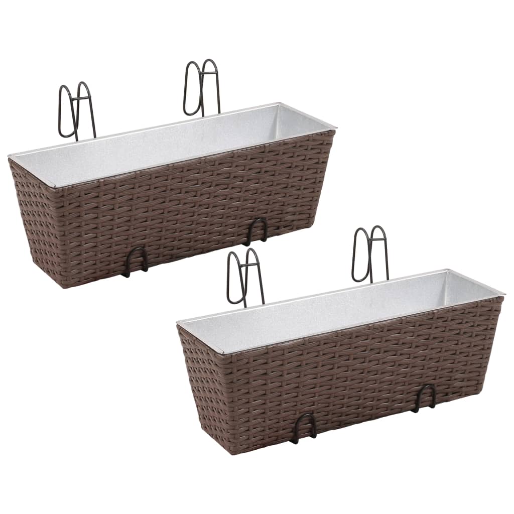 vidaXL Balkonplantenbakken 2 st 50 cm rattan zwart
