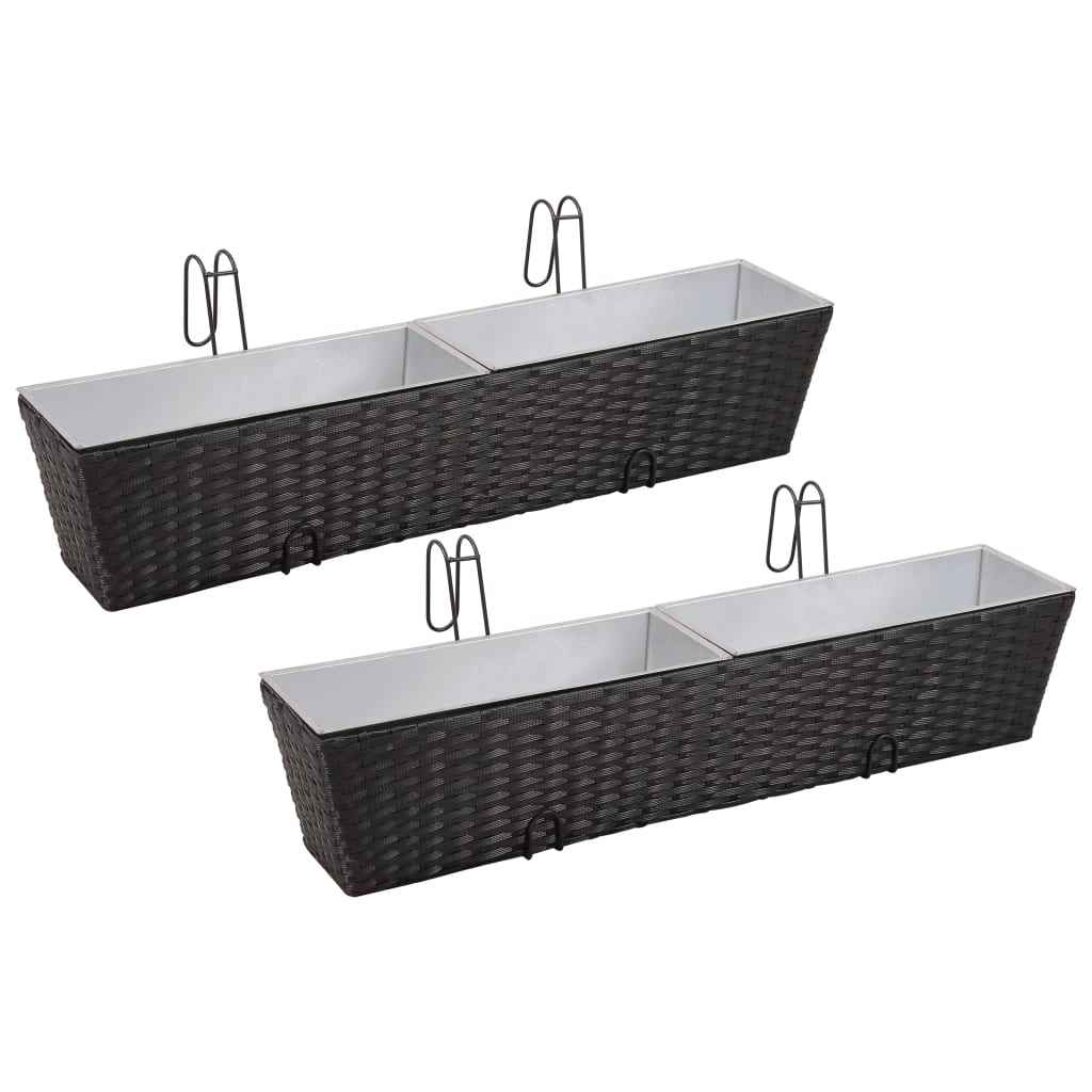 vidaXL Balkonplantenbakken 2 st 50 cm rattan zwart