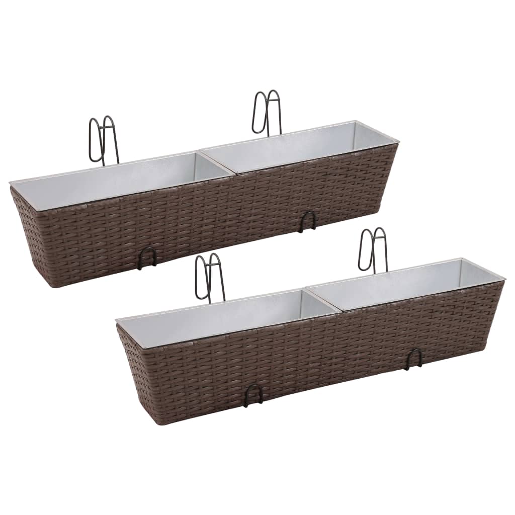 vidaXL Balkonplantenbakken 2 st 50 cm rattan zwart