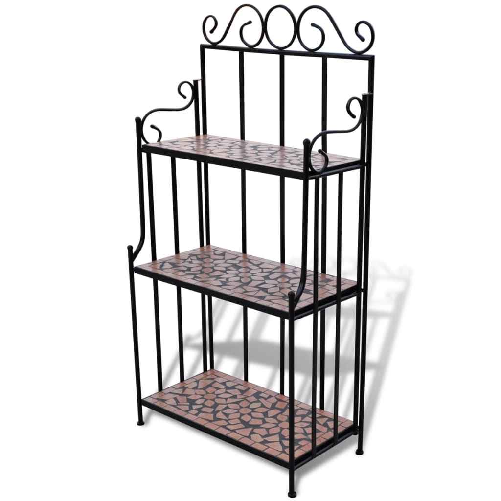 vidaXL Plantenstandaard met 3 verdiepingen mozaïek terracotta