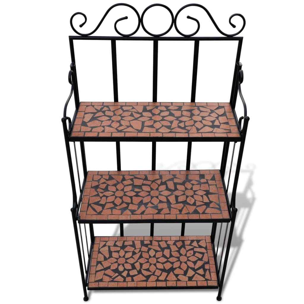 vidaXL Plantenstandaard met 3 verdiepingen mozaïek terracotta