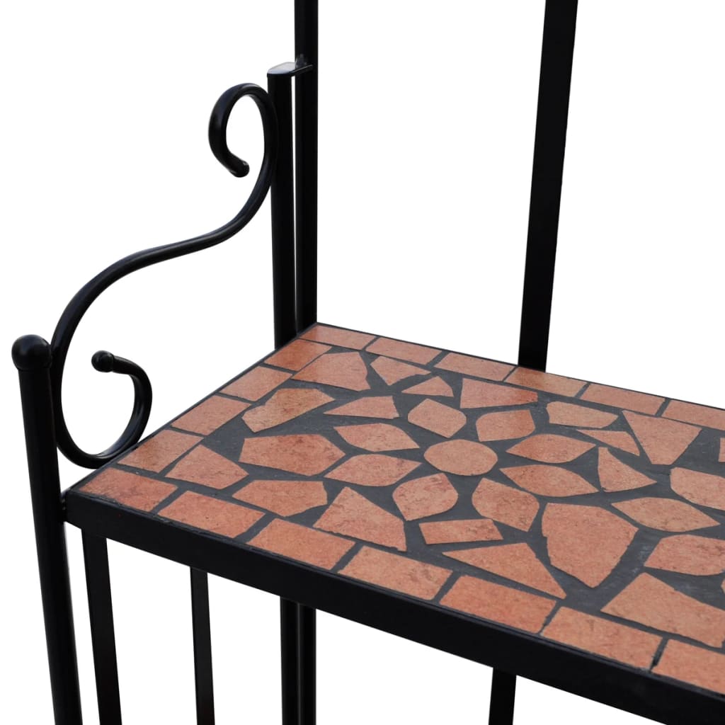 vidaXL Plantenstandaard met 3 verdiepingen mozaïek terracotta