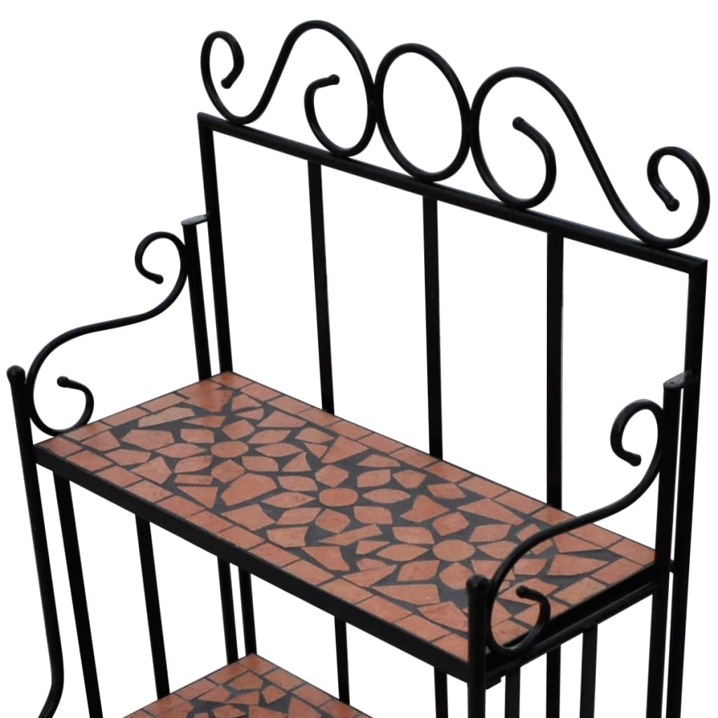 vidaXL Plantenstandaard met 3 verdiepingen mozaïek terracotta