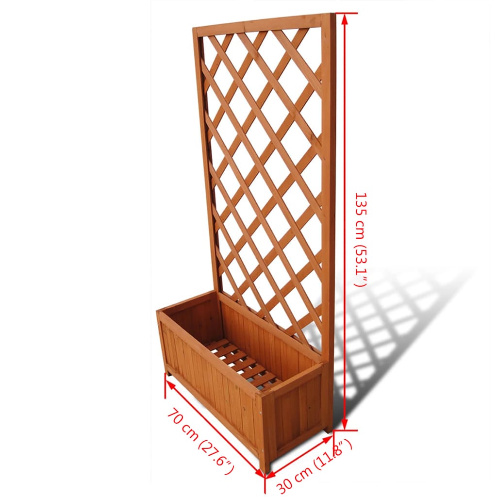 vidaXL Planter with Trellis 70x30x135 cm