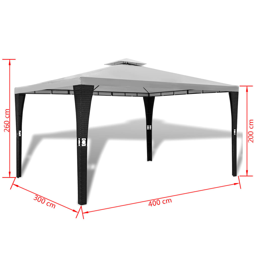 vidaXL Prieel met dak 3x4 m crèmewit - Aashly
