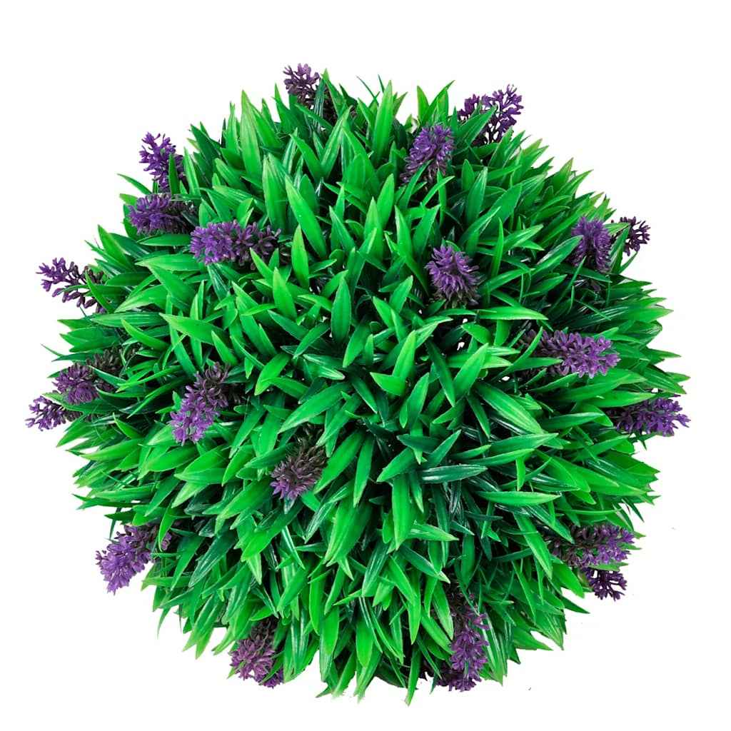 vidaXL 2-delige Kunstbuxussenset bolvormig met lavendel 28 cm