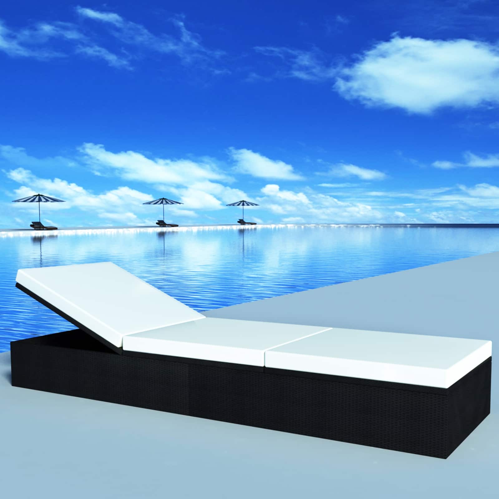 vidaXL Ligstoel Zwart poly rattan