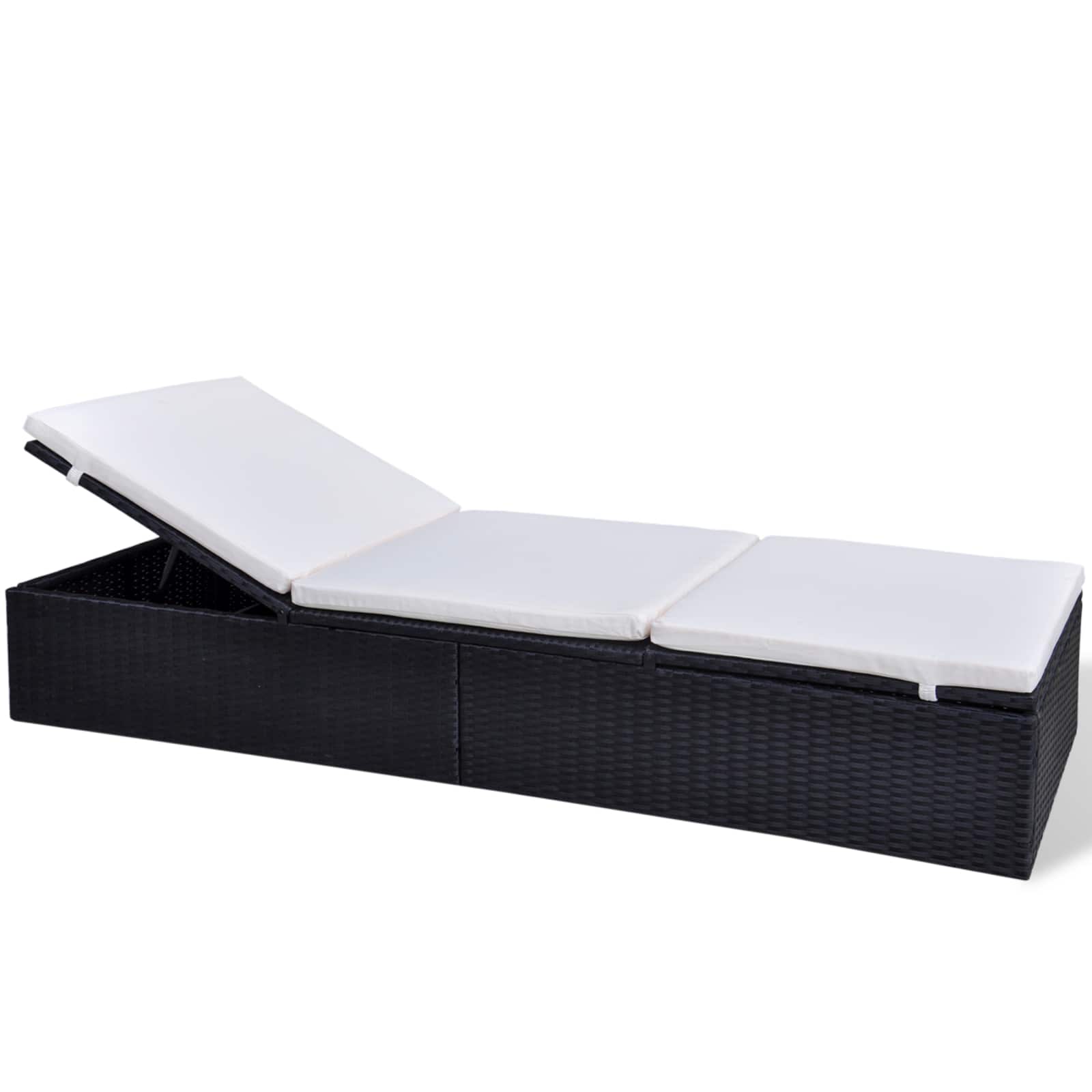 vidaXL Ligstoel Zwart poly rattan