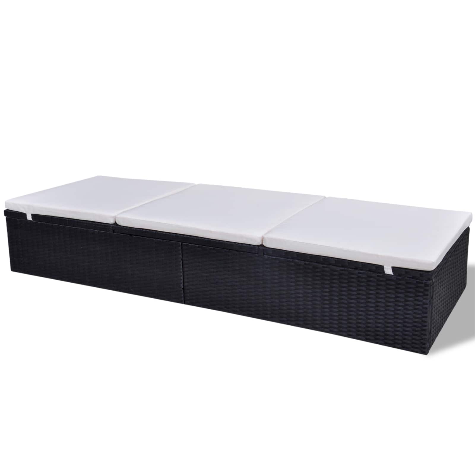 vidaXL Ligstoel Zwart poly rattan