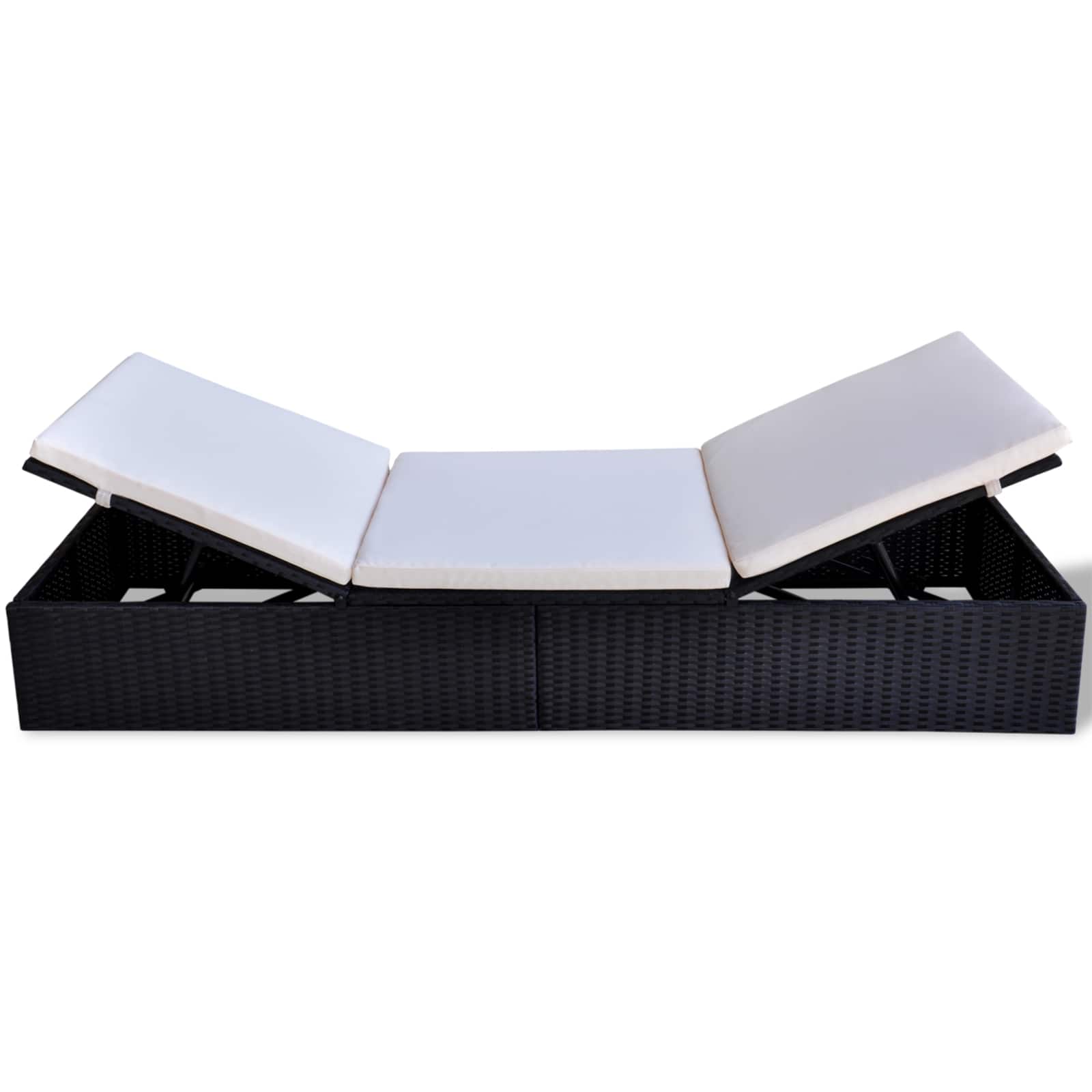 vidaXL Ligstoel Zwart poly rattan