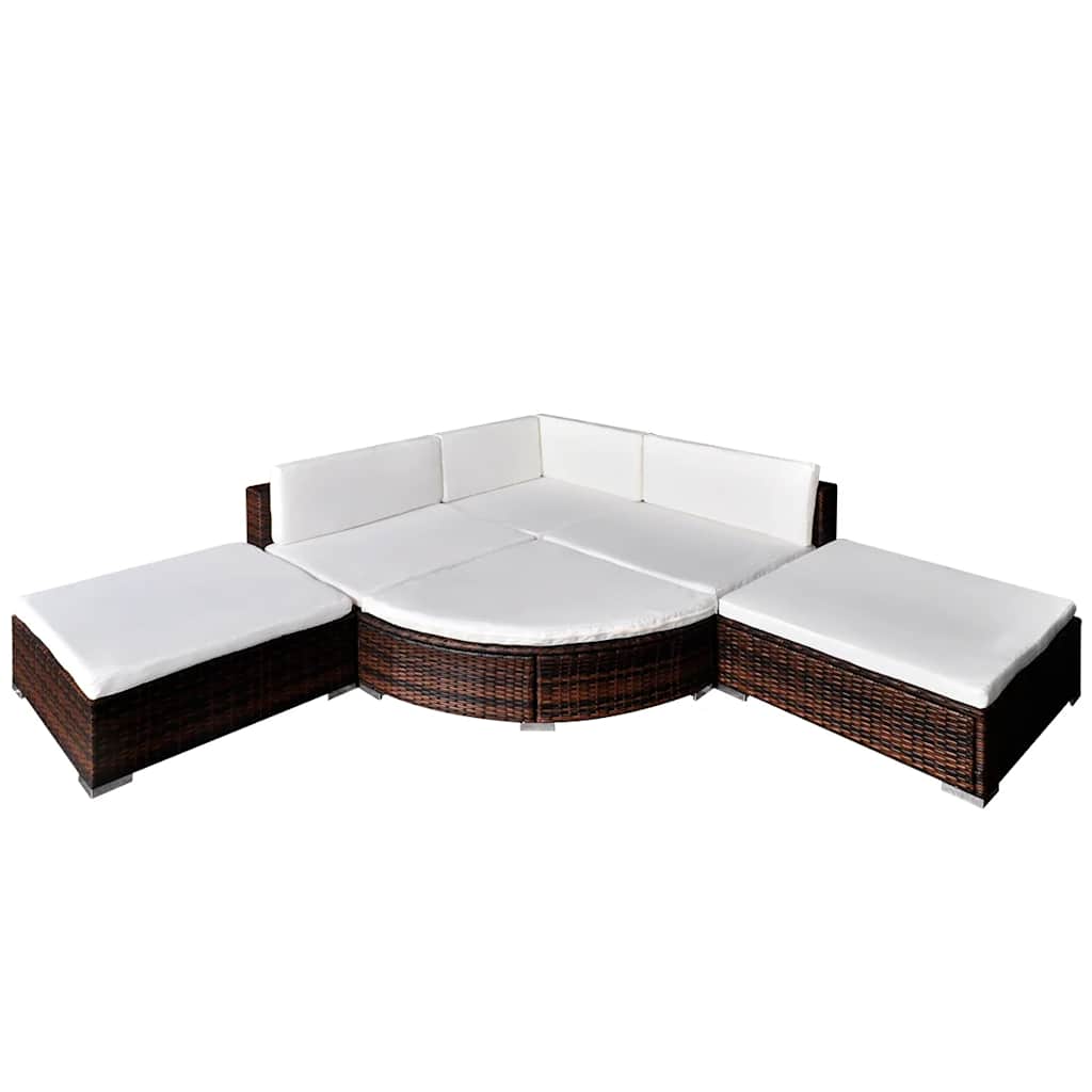 vidaXL 6-delige Loungeset met kussens poly rattan bruin