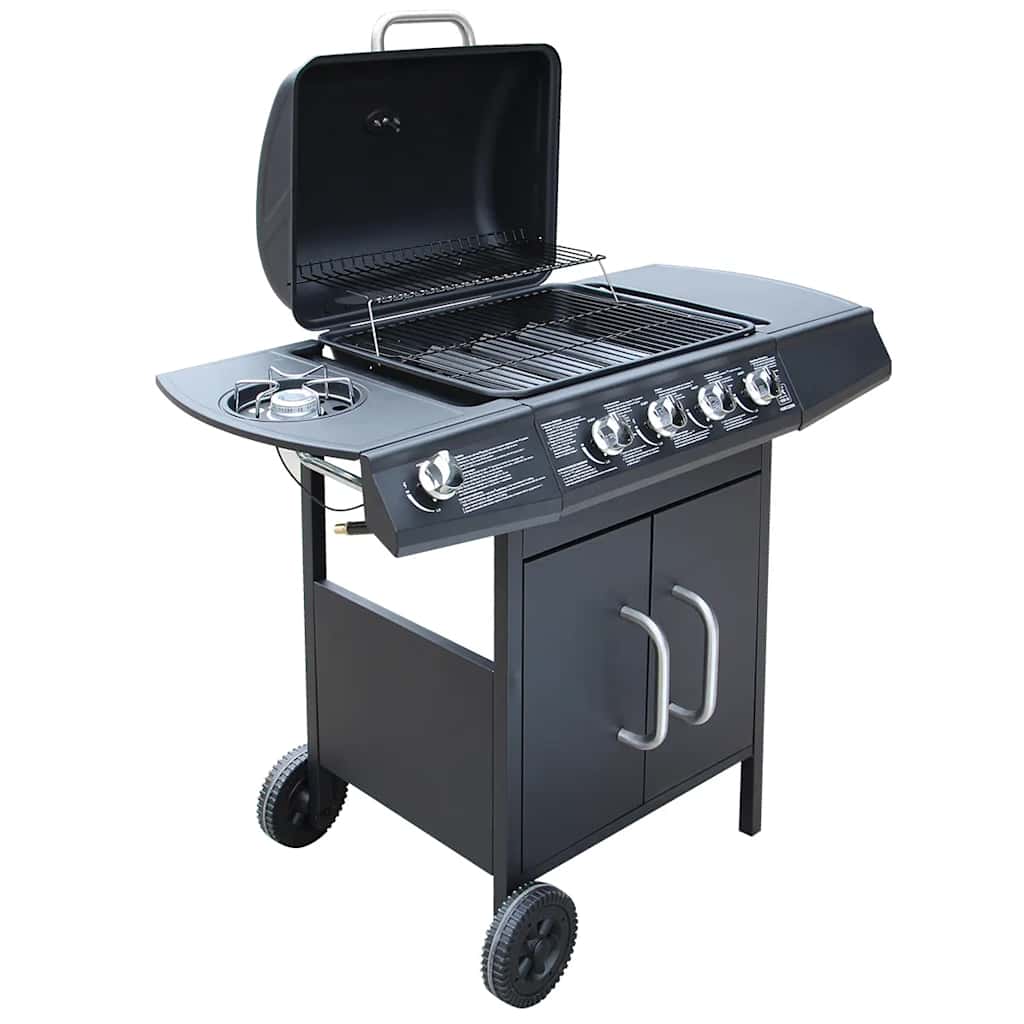 vidaXL Gasbarbecue 4+1 kookzone zwart - Aashly