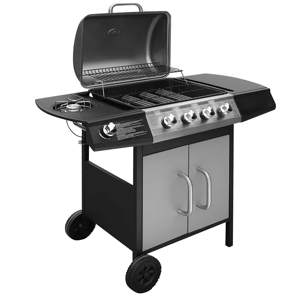 vidaXL Gasbarbecue 4+1 kookzone zwart - Aashly