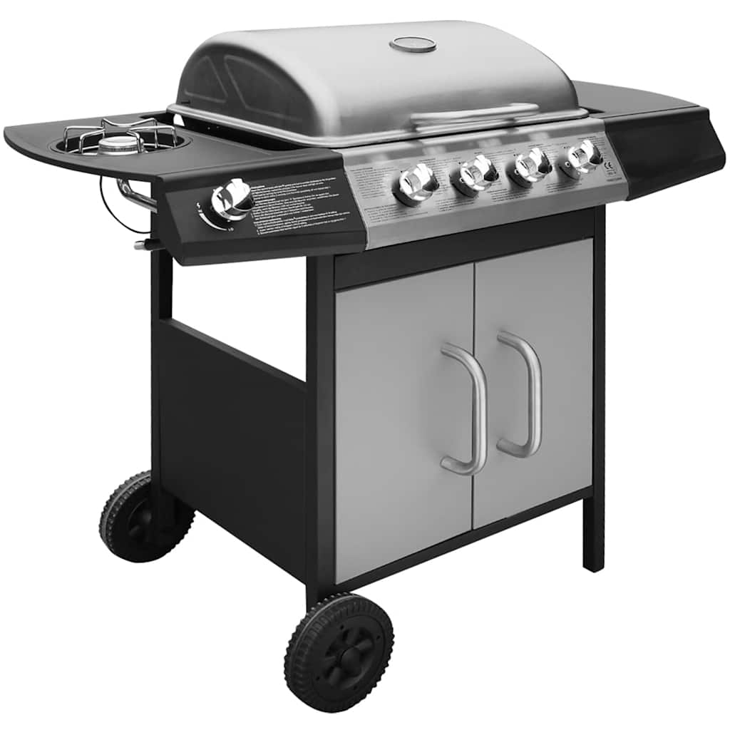 vidaXL Gasbarbecue 4+1 kookzone zwart - Aashly