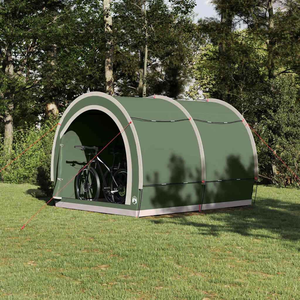 vidaXL Fietstent met dak met opslag Groen 256 x 222 x 182 cm