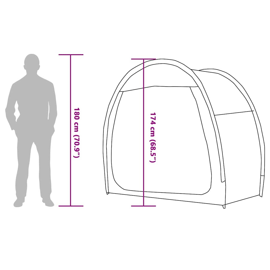 vidaXL Achteropslag tent met dak met opslag Groen 210 x 90 x 174 cm
