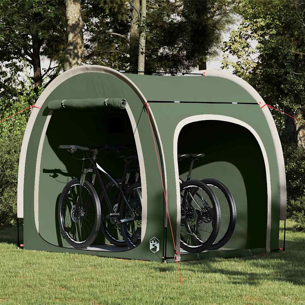 vidaXL Fietstent met dak met opslag met luchtopening Groen