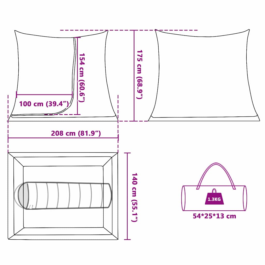 vidaXL Binnentent Zwart 208 x 140 x 175 cm Gaas