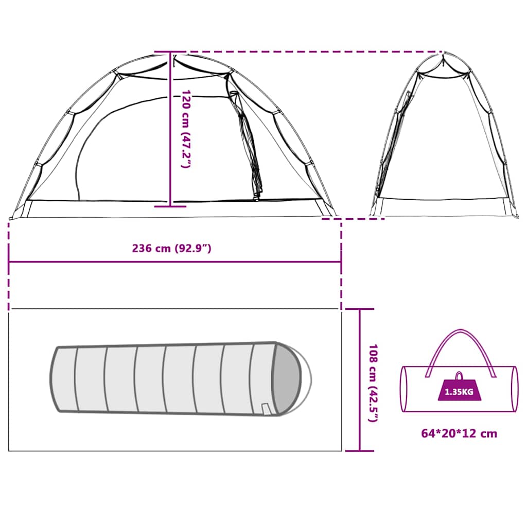 vidaXL Tent met dak Anders Grijs en zwart 236 x 108 x 120 cm
