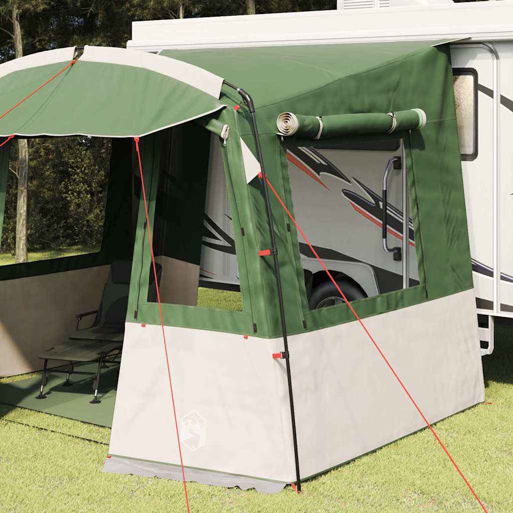vidaXL Achterkleptent voor Caravan met dak Groen 352 x 250 x 245 cm