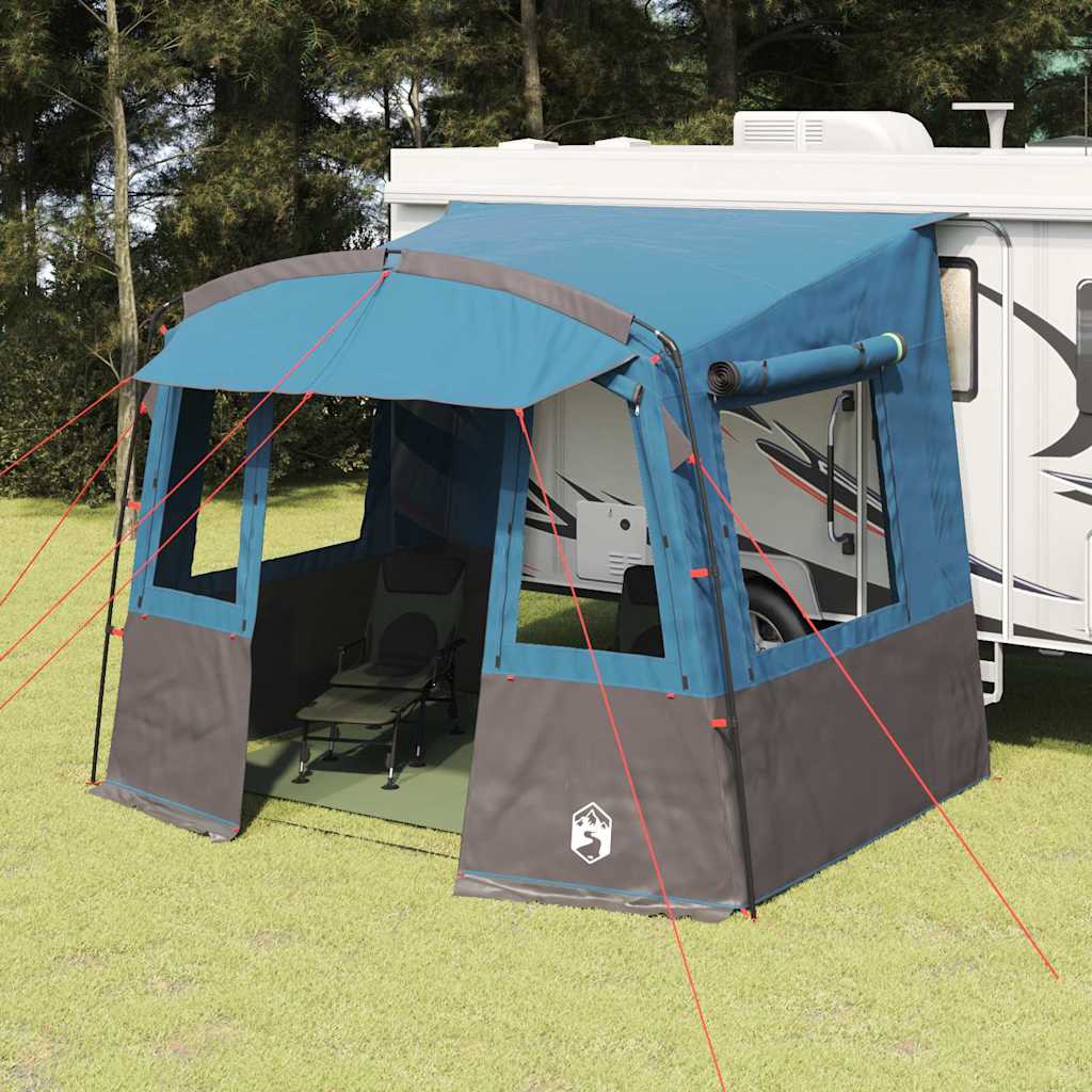 vidaXL Achterkleptent voor Caravan met dak Groen 352 x 250 x 245 cm