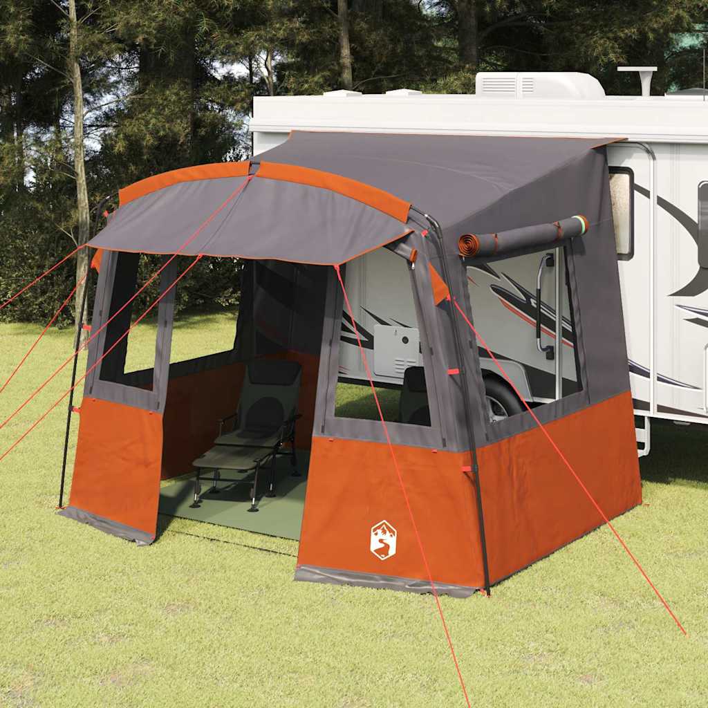 vidaXL Achterkleptent voor Caravan met dak Groen 352 x 250 x 245 cm