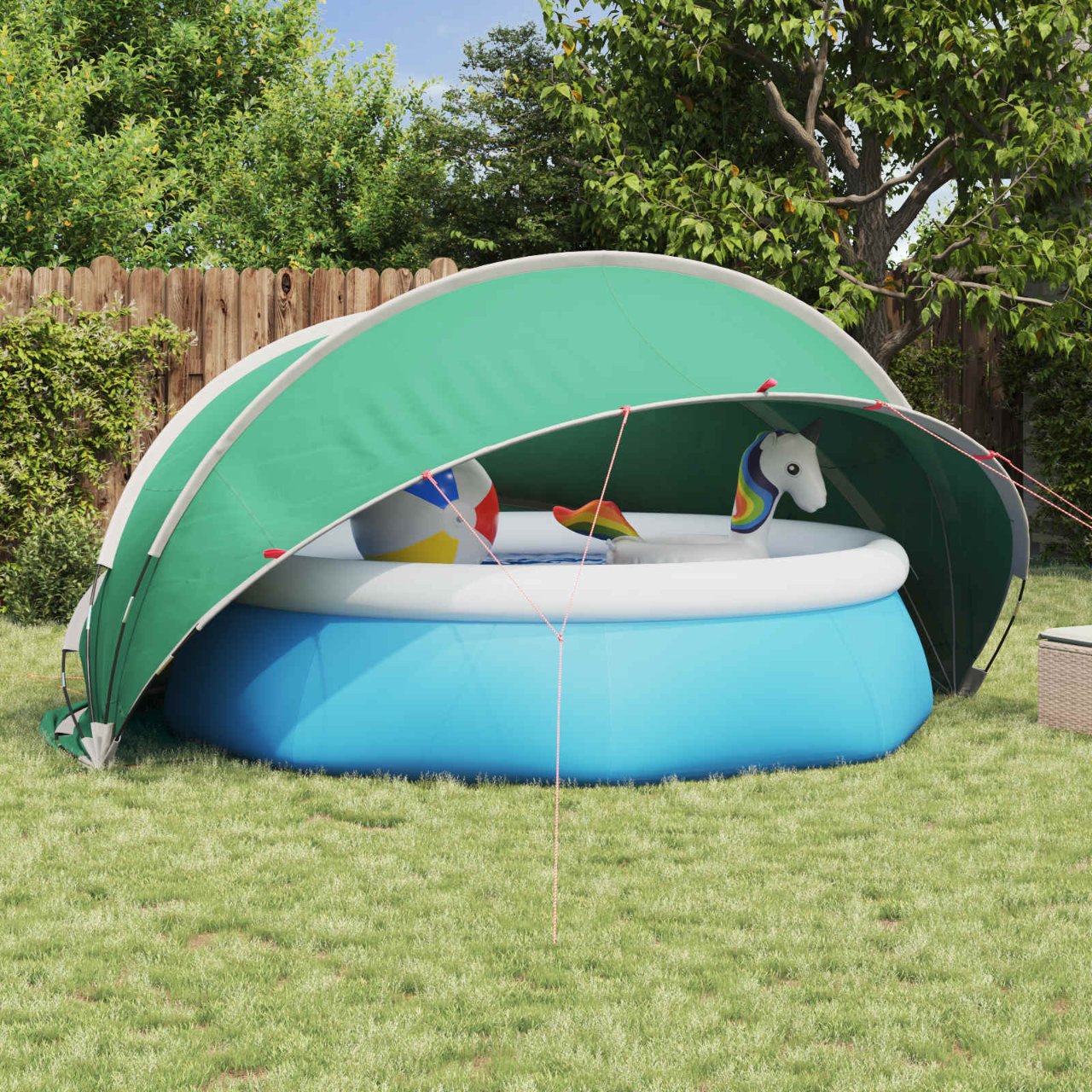 vidaXL Pooldome Groen 336 x 322 x 160 cm 185T polyester met PU-coating