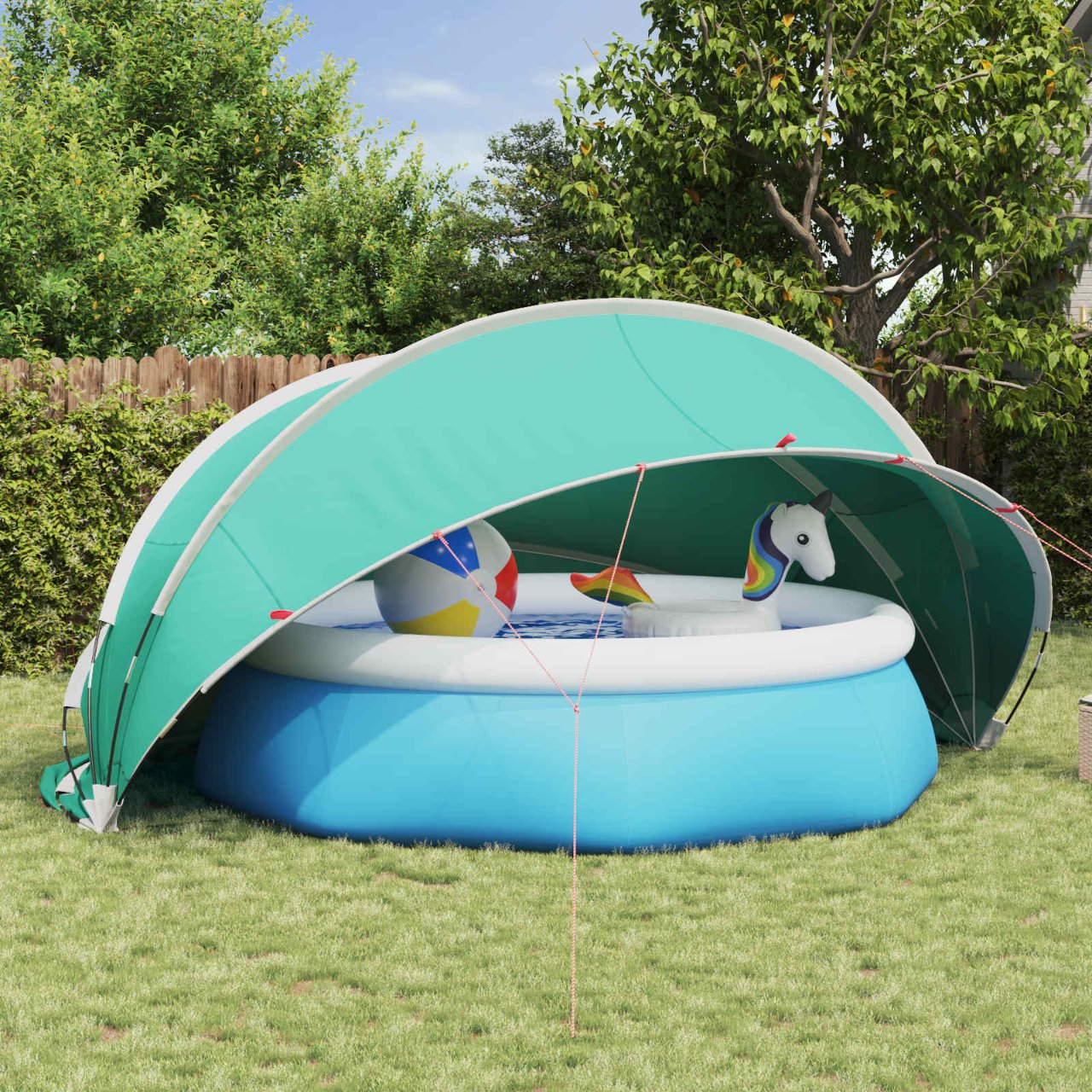 vidaXL Pooldome Groen 336 x 322 x 160 cm 185T polyester met PU-coating