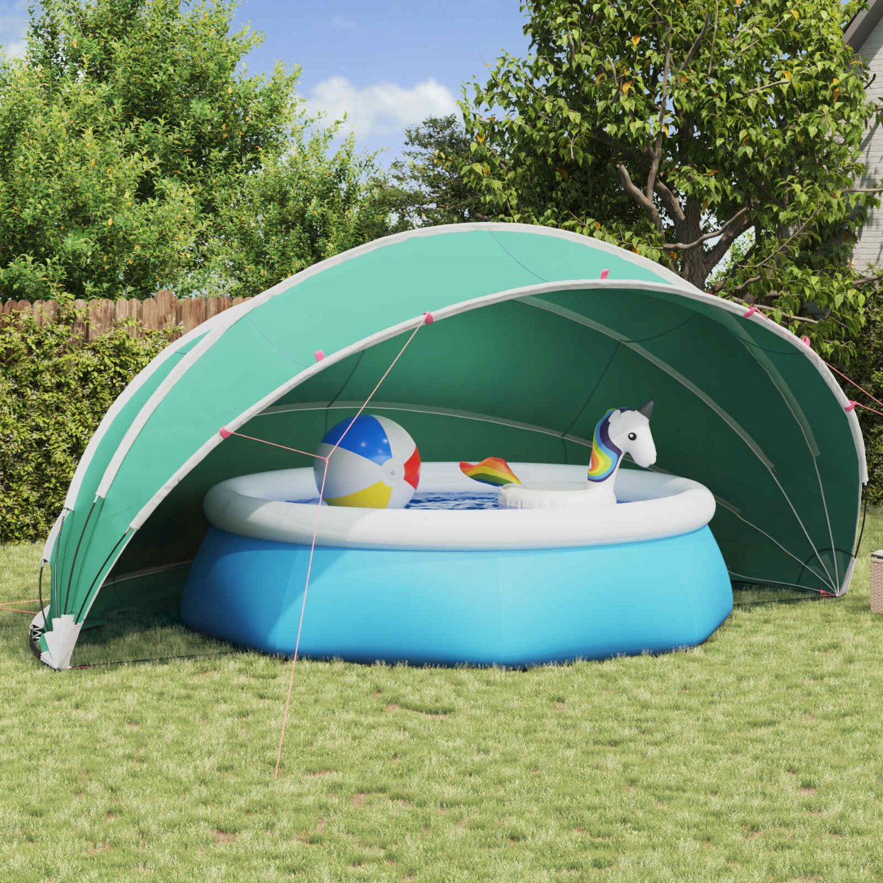 vidaXL Pooldome Groen 336 x 322 x 160 cm 185T polyester met PU-coating