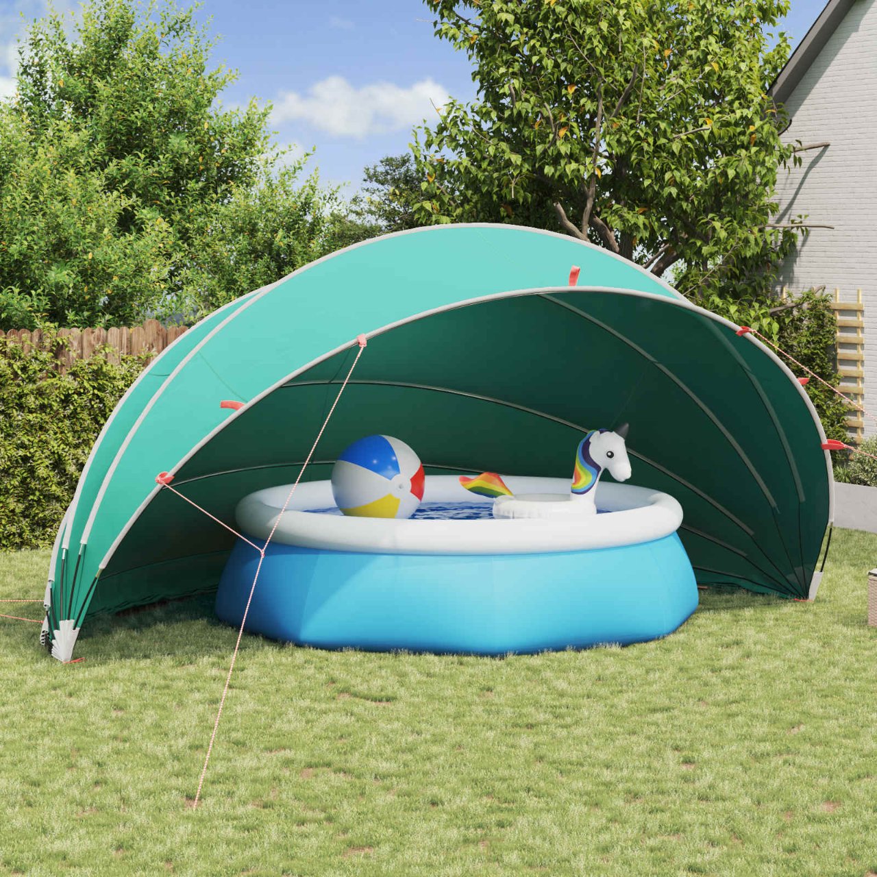 vidaXL Pooldome Groen 336 x 322 x 160 cm 185T polyester met PU-coating