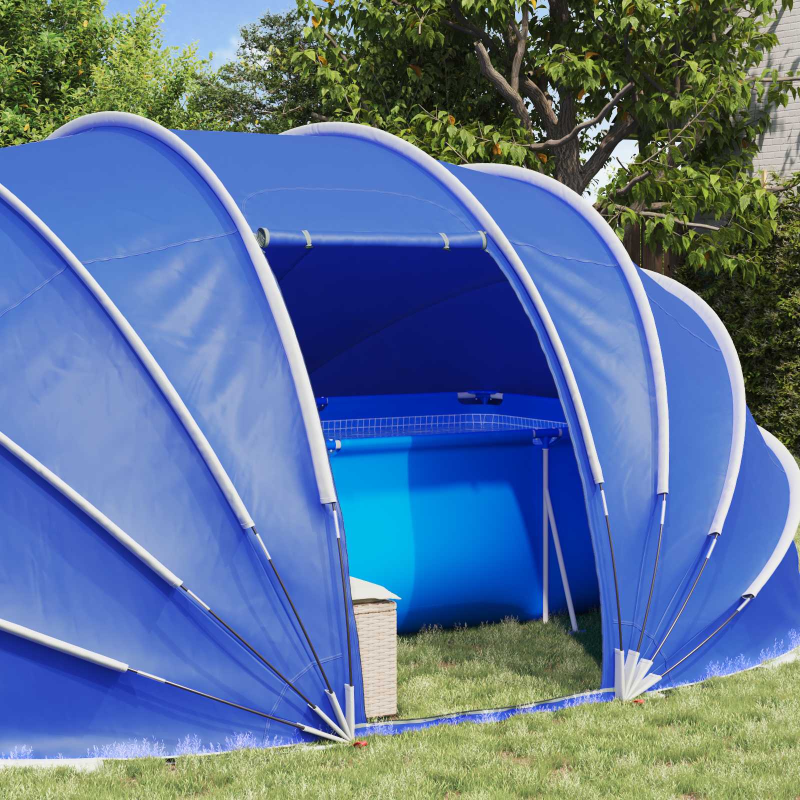 vidaXL Zwembad Tent Koepel Groen 538 x 440 x 204 cm