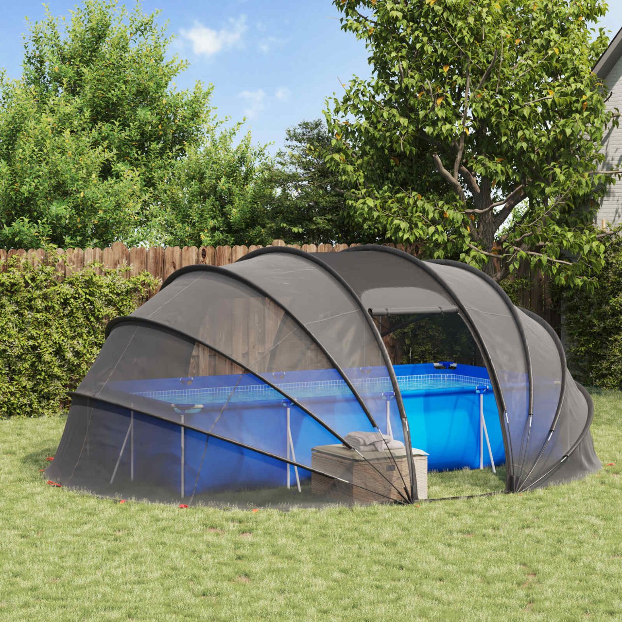 vidaXL Zwembad Tent Koepel Groen 538 x 440 x 204 cm