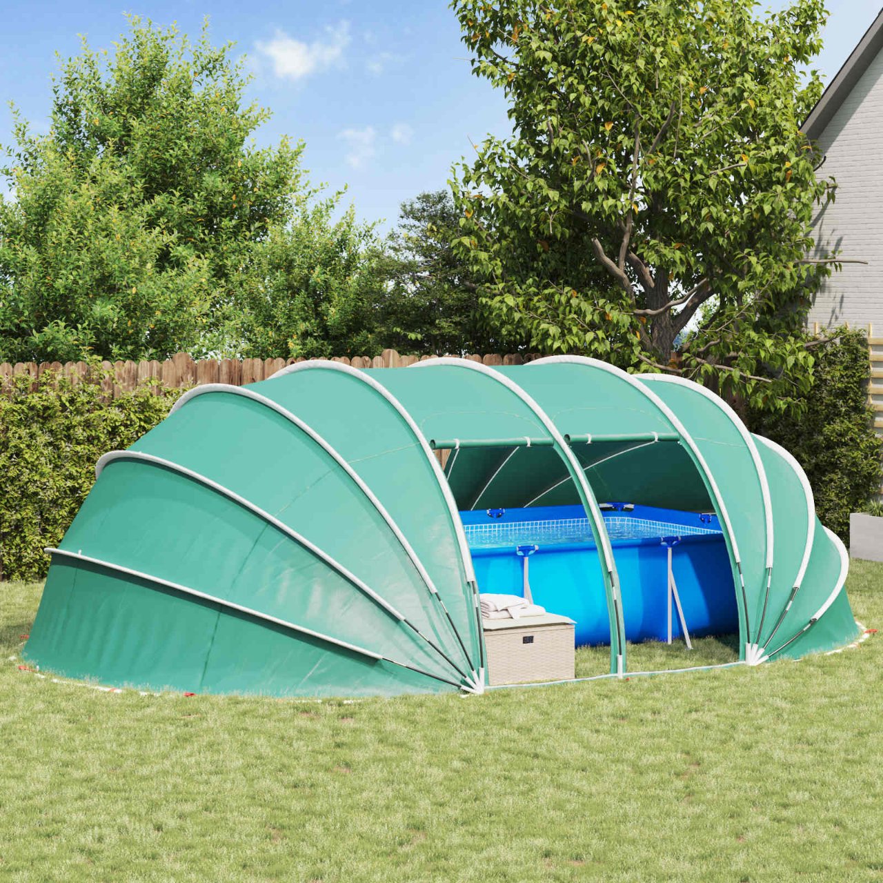 vidaXL Zwembad Tent Koepel Groen 538 x 440 x 204 cm
