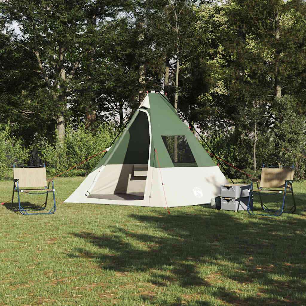 vidaXL Tent met dak Other Groen en Zwart 383 x 338 x 217 cm Polyester