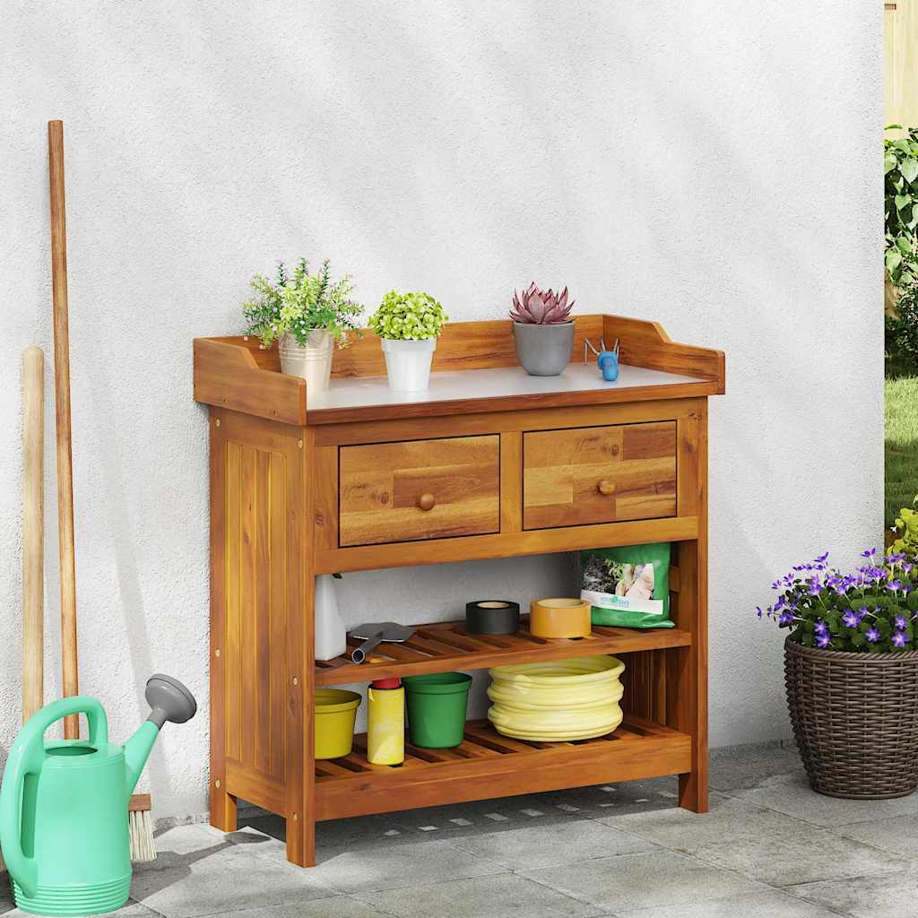 vidaXL Tuinkast met lade met plank met opslag Bruin 78 x 36,5 x 78 cm