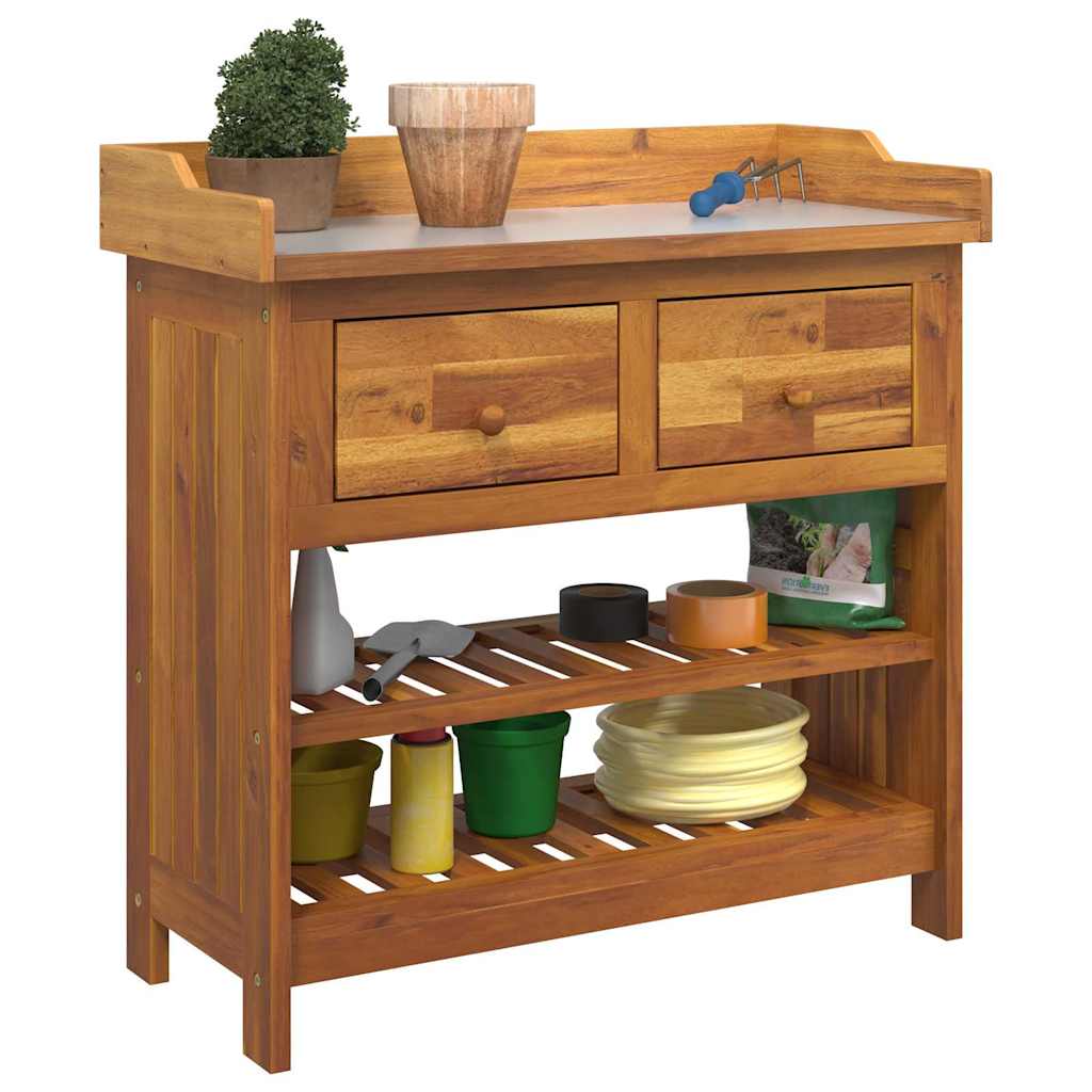 vidaXL Tuinkast met lade met plank met opslag Bruin 78 x 36,5 x 78 cm