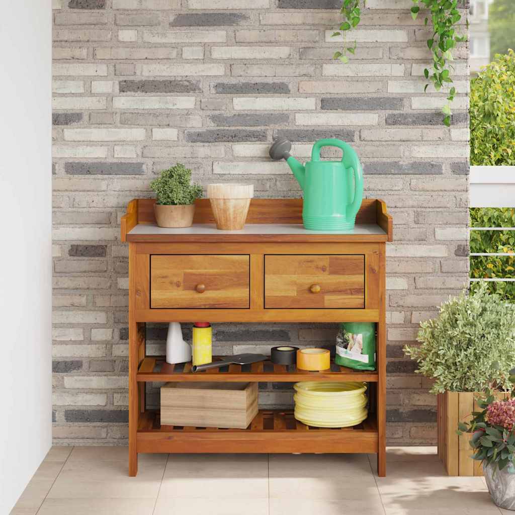 vidaXL Tuinkast met lade met plank met opslag Bruin 78 x 36,5 x 78 cm