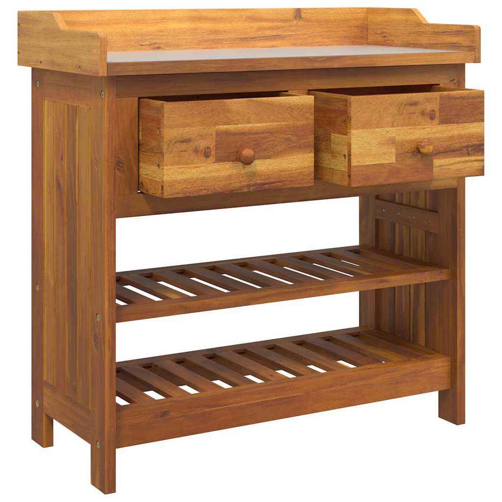 vidaXL Tuinkast met lade met plank met opslag Bruin 78 x 36,5 x 78 cm