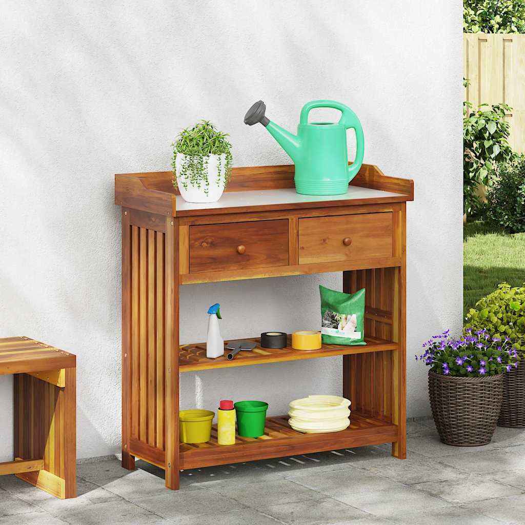 vidaXL Tuinkast met lade met plank met opslag Bruin 78 x 36,5 x 78 cm