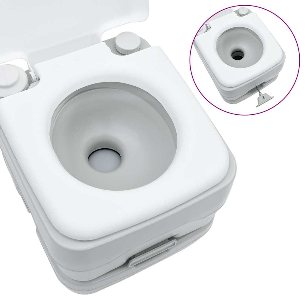 vidaXL Campingtoilet en handwasstand set - Draagbaar in grijs en wit