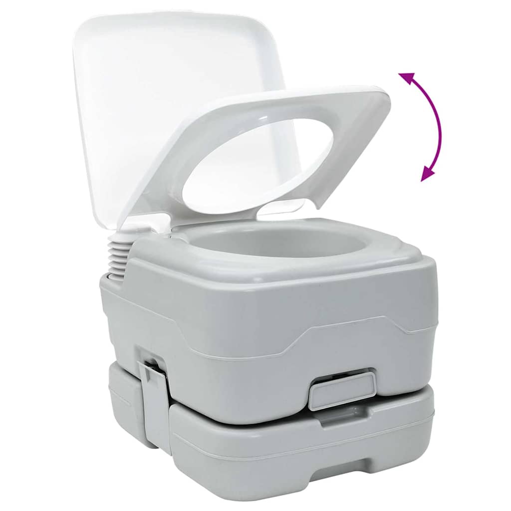 vidaXL Campingtoilet en handwasstand set - Draagbaar in grijs en wit