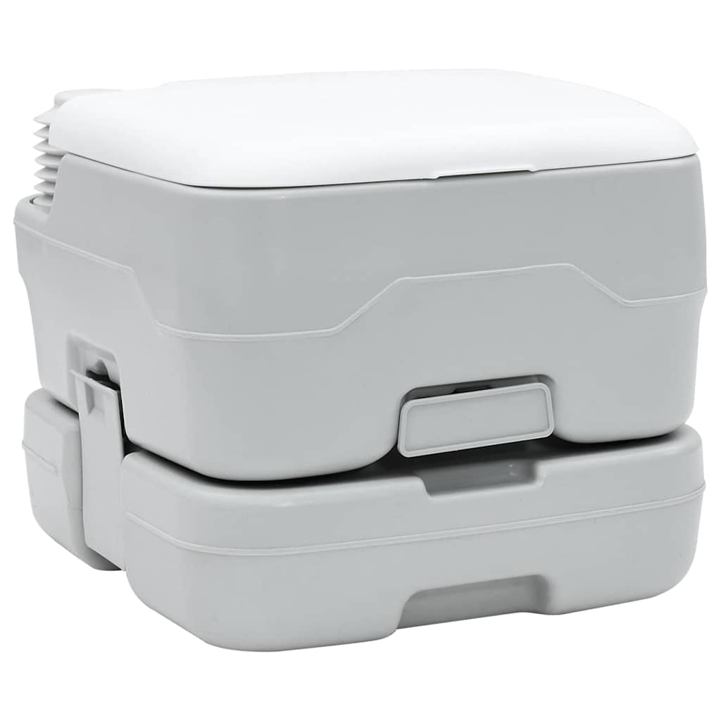 vidaXL Campingtoilet en handwasstand set - Draagbaar in grijs en wit