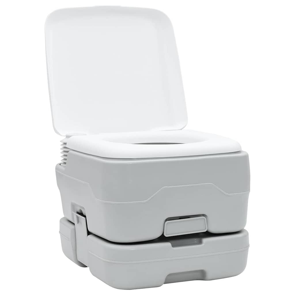 vidaXL Campingtoilet en handwasstand set - Draagbaar in grijs en wit